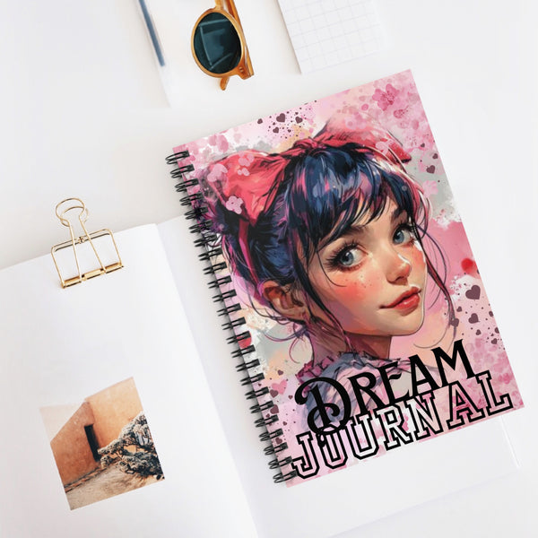 Valentines Day Dream Journal Pink Bow Gal Floral Spiral Notebook - Ruled Line! Perfect For Gifting!