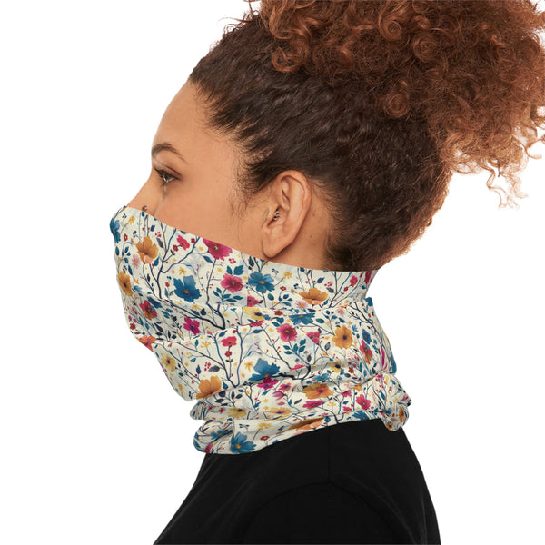 Floral Blue Vines Print Lightweight Neck Gaiter! 4 Sizes Available! Free Shipping! UPF +50! Great For All Outdoor Sports!