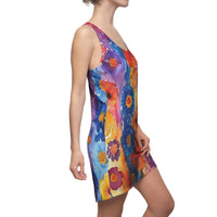Boho Watercolor Daisy Drip Women's Racerback Dress! Free Shipping! Sun Dress, Sleep Shirt, Swim Cover Up!