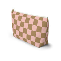 Pink and Cream Plaid Print Travel Accessory Pouch, Check Out My Matching Weekender Bag! Free Shipping!!!