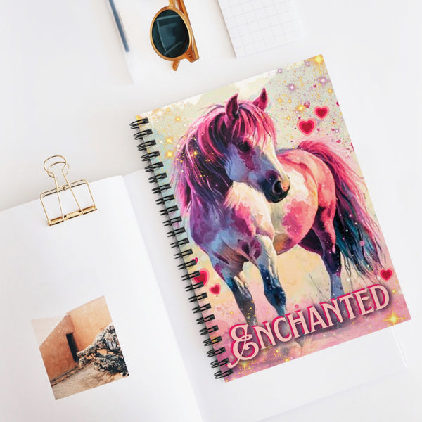 Valentines Day Light Pink Enchanted Horse Spiral Notebook - Ruled Line! Perfect For Gifting!