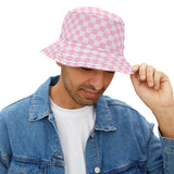 Pink Plaid Unisex Bucket Hat! Free Shipping! Made in The USA!