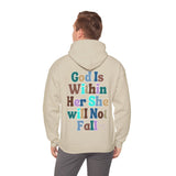 Blue, Beige, Lavender God is Within Her She Will Not Fall Psalms 46:5 Back Designs Unisex Heavy Blend Hooded Sweatshirt! Free Shipping!!!