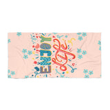 Enjoy Life Blue Flowers 100 Percent Cotton Backing Beach Towel! Free Shipping!!! Gift to a Friend! Travel in Style!