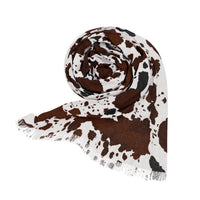 Brown Cow Print Lightweight Scarf! Use as a Hair Tie, Swimsuit Cover, Shawl! Free Shipping! Great For Gifting!