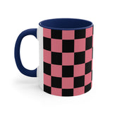 Retro Pink Plaid Accent Coffee Mug, 11oz! Free Shipping! Great For Gifting! Lead and BPA Free!