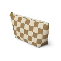 Brown and Cream Plaid Print Travel Accessory Pouch, Check Out My Matching Weekender Bag! Free Shipping!!!