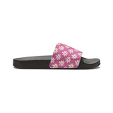 Dusty Pink Flower Print Summer Beach Slides, Women's PU Slide Sandals! Free Shipping!!!