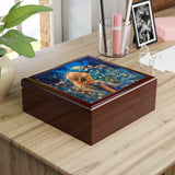 Follow Your Heart Boho Moon Garden Jewelry Box! Ceramic Tile Top! Fast and Free Shipping!!!