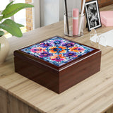 Purple Blue Boho Dreams Jewelry Box! Ceramic Tile Top! Fast and Free Shipping!!!