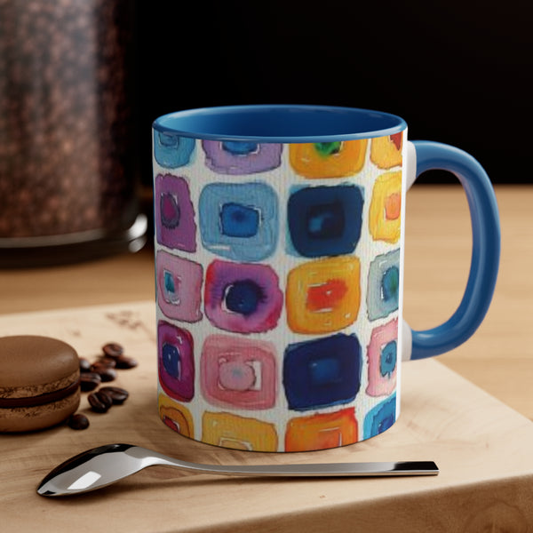 Boho Watercolor Tiles Accent Coffee Mug, 11oz! Free Shipping! Great For Gifting! Lead and BPA Free!