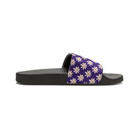 Vibrant Purple Daisy Flower Print Summer Beach Slides, Women's PU Slide Sandals! Free Shipping!!!