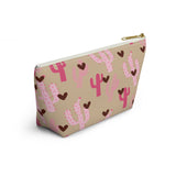 Cream Brown Pink Cactus Travel Accessory Pouch, Check Out My Matching Weekender Bag! Free Shipping!!!