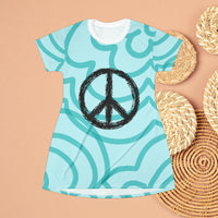 Groovy Blues Peace Sign Oversized Tee!! Great For Sleeping, Lounging, Swimming! Free Shipping!!!