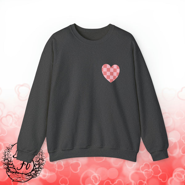 Valentines Day Pink Plaid Heart Basics Pocket Design Edition Unisex Sweatshirt! Retro! Free Shipping!!!