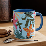 Boho Aqua Florals Accent Coffee Mug, 11oz! Free Shipping! Great For Gifting! Lead and BPA Free!