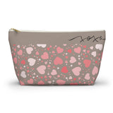 Cream Grey/Brown Heart Medley XoXo Travel Accessory Pouch, Check Out My Matching Weekender Bag! Free Shipping!!!