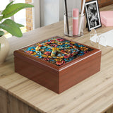 Peace Symbol Boho Dreams Jewelry Box! Ceramic Tile Top! Fast and Free Shipping!!! Grad Gift! 7 x 7 Sizing!