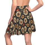 Western Black and Brown Florals Women's Skater Skirt! Free Shipping!