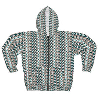 Boho Arrow Teal Stripes Unisex Full Zip Jacket! Polyester exterior, Fleece interior! Free Shipping!