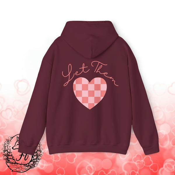 Let Them Plaid Pink Heart Back Designs Unisex Heavy Blend Hooded Sweatshirt! Free Shipping!!!