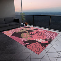 Boho Brown and Pink Patchwork Floral Outdoor Rug! Chenille Fabric! Free Shipping!