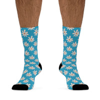 Turquoise Daisy Unisex Eco Friendly Recycled Poly Socks!!! Free Shipping!!! 58% Recycled Materials!