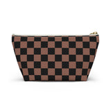 Chocolate and Black Plaid Pink Longhorn Travel Accessory Pouch, Check Out My Matching Weekender Bag! Free Shipping!!!
