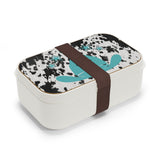 Western Cow Print and Teal Cowgirl Hat Bento Lunch Box! Free Shipping!!! Great For Gifting! BPA Free!