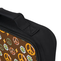 Boho Cream and Brown Peace Symbol Medley Lunch Bag! Free Shipping!!! Giftable!
