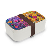 Hippie Pink and Yellow Patchwork Floral Quilt Bento Lunch Box! Free Shipping!!! Great For Gifting! BPA Free!