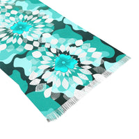 Teal Ombre Boho Florals  Lightweight Scarf! Use as a Hair Tie, Swimsuit Cover, Shawl! Free Shipping! Great For Gifting!