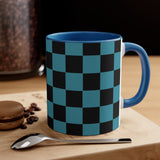 Retro Teal Plaid Accent Coffee Mug, 11oz! Free Shipping! Great For Gifting! Lead and BPA Free!