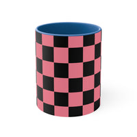 Retro Pink Plaid Accent Coffee Mug, 11oz! Free Shipping! Great For Gifting! Lead and BPA Free!