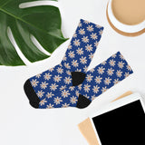 Navy Blue Daisy Unisex Eco Friendly Recycled Poly Socks!!! Free Shipping!!! 58% Recycled Materials!