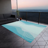 Blue Waves Non Slip Outdoor Rug! Chenille Fabric! Free Shipping!