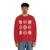 Snowflake Medley Christmas Unisex Heavy Blend Crewneck Sweatshirt! Winter Vibes!