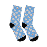 Dusty Blue Daisy Unisex Eco Friendly Recycled Poly Socks!!! Free Shipping!!! 58% Recycled Materials!