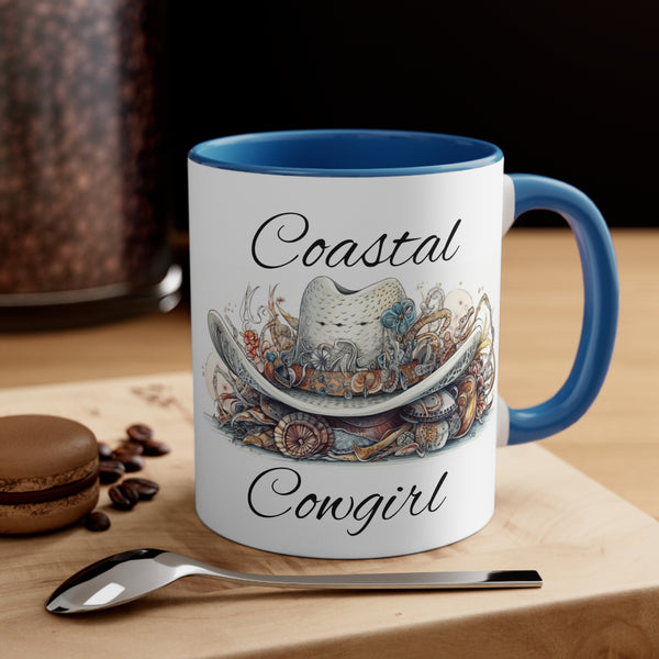 Coastal Cowgirl White Hat Accent Coffee Mug, 11oz! Multiple Colors Available!
