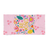 Be Kind Pink Flowers 100 Percent Cotton Backing Beach Towel! Free Shipping!!! Gift to a Friend! Travel in Style!