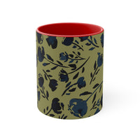 Boho Green Florals Accent Coffee Mug, 11oz! Free Shipping! Great For Gifting! Lead and BPA Free!