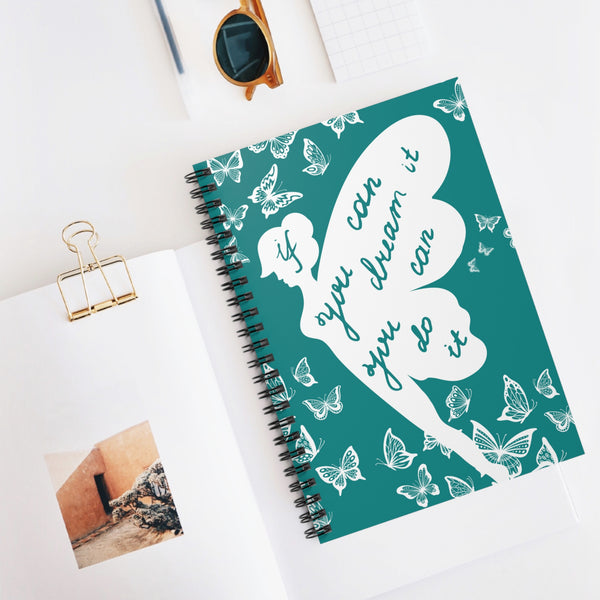 If You Can Dream it You Can Do It Butterfly Teal Journal! Free Shipping! Great for Gifting!
