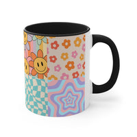 Retro Smiley Patchwork Quilt Accent Coffee Mug, 11oz! Free Shipping! Great For Gifting! Lead and BPA Free!