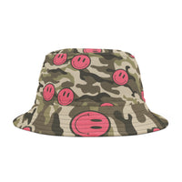 Pink Cammo Smiley Bucket Hat! Free Shipping! Made in The USA!