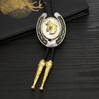Western Gold silver and Black 3D eagle and horse animal bolo tie!