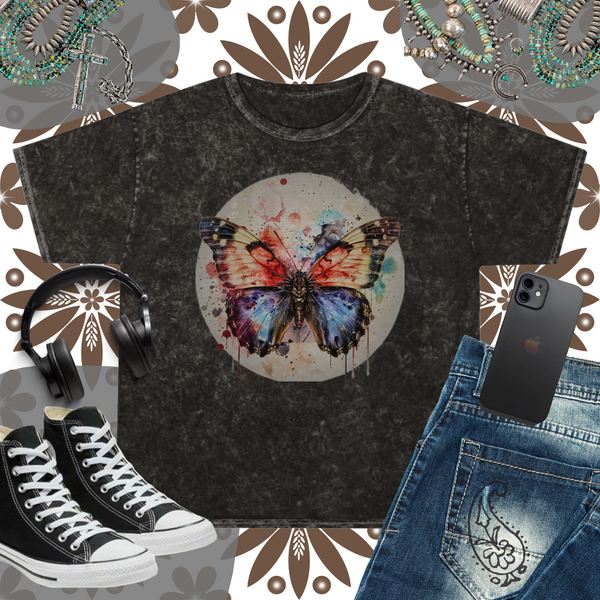 Butterfly Drip Distressed Unisex Mineral Wash T-Shirt! New Colors! Free Shipping!!!