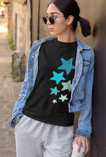 Blue Shooting Stars Unisex Graphic Tees! Summer Vibes! All New Heather Colors!!! Free Shipping!!!