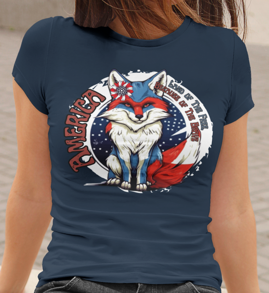 Land Of The Free Because of The Brave Foxy Version Unisex Graphic Tees! Independence Day!