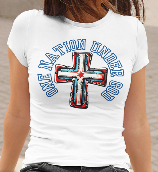 One Nation Under God USA Cross Independence Day Unisex Graphic Tees!