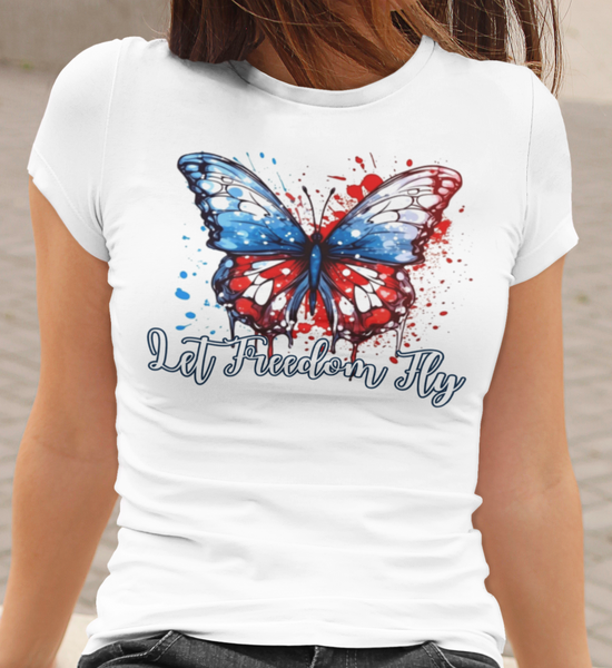 Let Freedom Fly Butterfly Independence Day Unisex Graphic Tees!